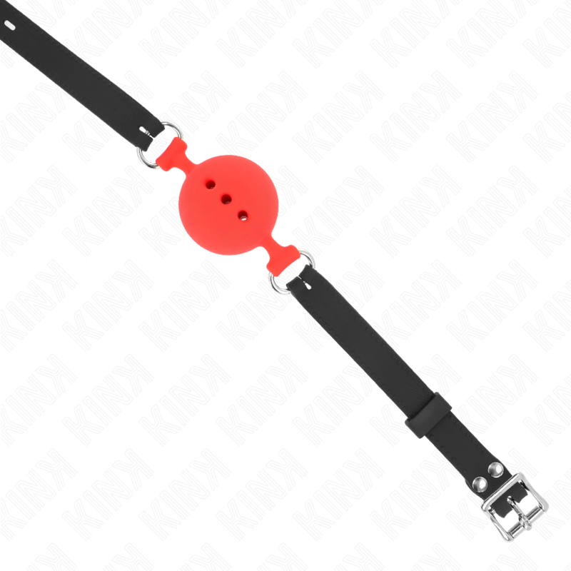 KINK - MORDAÇA COMPLETA DE SILICONE 55 x 2 CM COM BOLA DE 5 CM TAMANHO L VERMELHO AJUSTÁVEL 35-51 CM - Image 2