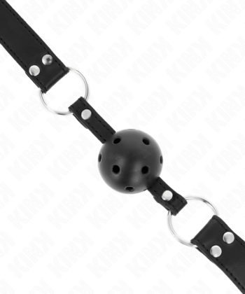 Visão alternativa de KINK - BOLA RESPIRÁVEL 4 CM MORDAÇA COM REBITE DUPLO MODELO 1 PRETO 62,5 x 2,5 CM AJUSTÁVEL 42-58 CM