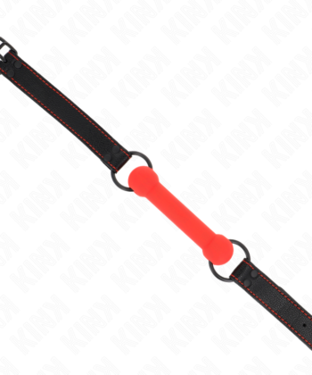 KINK - MORDAÇA DE OSSO COM ALÇA DE COURO VERMELHA AJUSTÁVEL 41-57 CM - Imagem 4