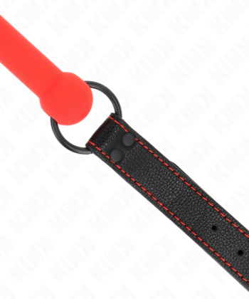 Visão alternativa de KINK - MORDAÇA DE OSSO COM ALÇA DE COURO VERMELHA AJUSTÁVEL 41-57 CM