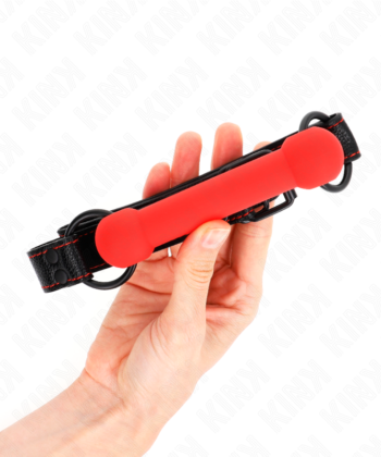 KINK - MORDAÇA DE OSSO COM ALÇA DE COURO VERMELHA AJUSTÁVEL 41-57 CM - Imagem 3