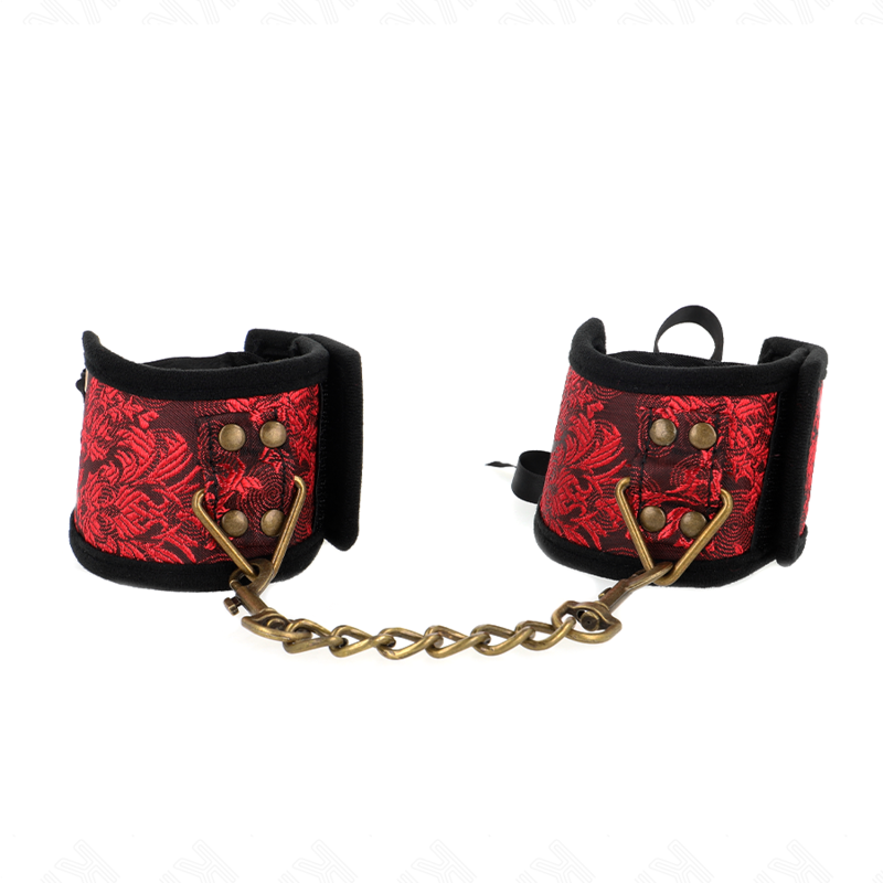 KINK - ALMOFADAS DE PULSO SCANDAL VERMELHO-PRETO DETALHES DE RENDA 24,5 CM X 6,5 CM - Imagem 2