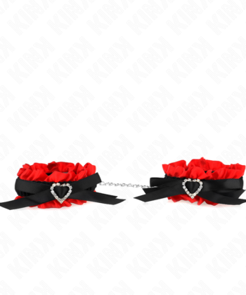 Visão alternativa de KINK - RETENÇÕES DE PUNHO ELÁSTICAS DE RENDA DETALHES DE CORAÇÃO VERMELHO AJUSTÁVEIS 22-35 CM