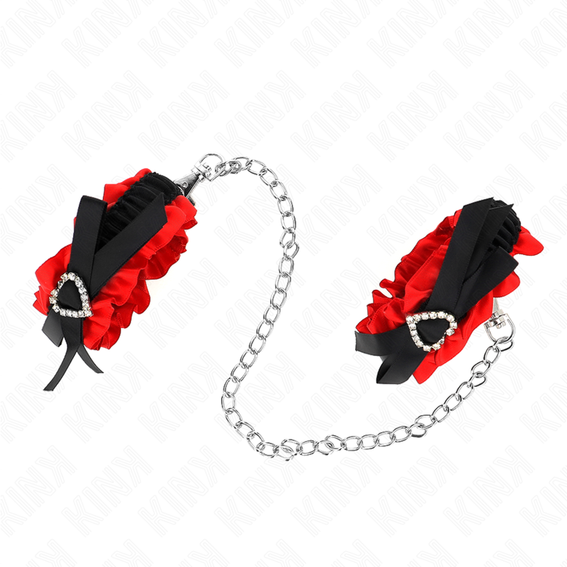 KINK - RETENÇÕES DE PUNHO ELÁSTICAS DE RENDA DETALHES DE CORAÇÃO VERMELHO AJUSTÁVEIS 22-35 CM - Imagem 4