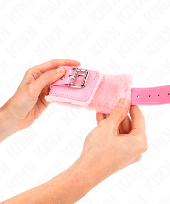 KINK - PULSO FORRO DE PELE ROSA COM CINTO ROSA AJUSTÁVEL 17-29 CM X 6 CM - Imagem 4