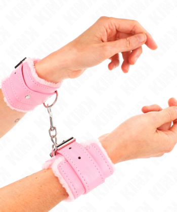 KINK - PULSO FORRO DE PELE ROSA COM CINTO ROSA AJUSTÁVEL 17-29 CM X 6 CM