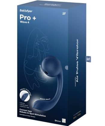 SATISFYER - PRO+ WAVE 4 ESTIMULADOR DE PONTO G E AIR PULSE APLICATIVO GRATUITO AZUL ESCURO - Imagem 4