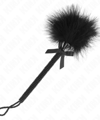 Visão alternativa de KINK - VARINHA DE CORDA DE NYLON COM PENAS DE CÓCEGAS E LAÇO PRETO 25 CM