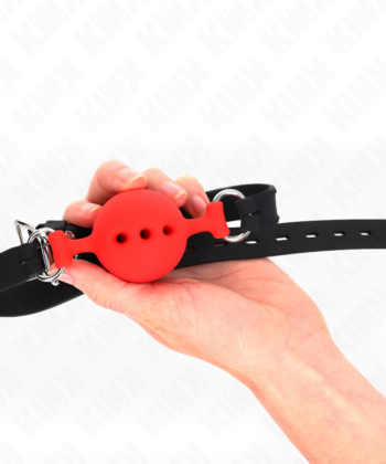 Visão alternativa de KINK - MORDAÇA COMPLETA DE SILICONE 55 x 2 CM COM BOLA DE 4,5 CM TAMANHO M VERMELHO AJUSTÁVEL 35-51 CM