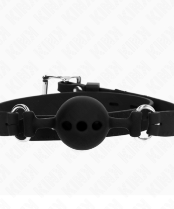 KINK - MORDAÇA COMPLETA DE SILICONE 55 x 2 CM COM BOLA DE 4 CM TAMANHO S PRETO AJUSTÁVEL 35-51 CM