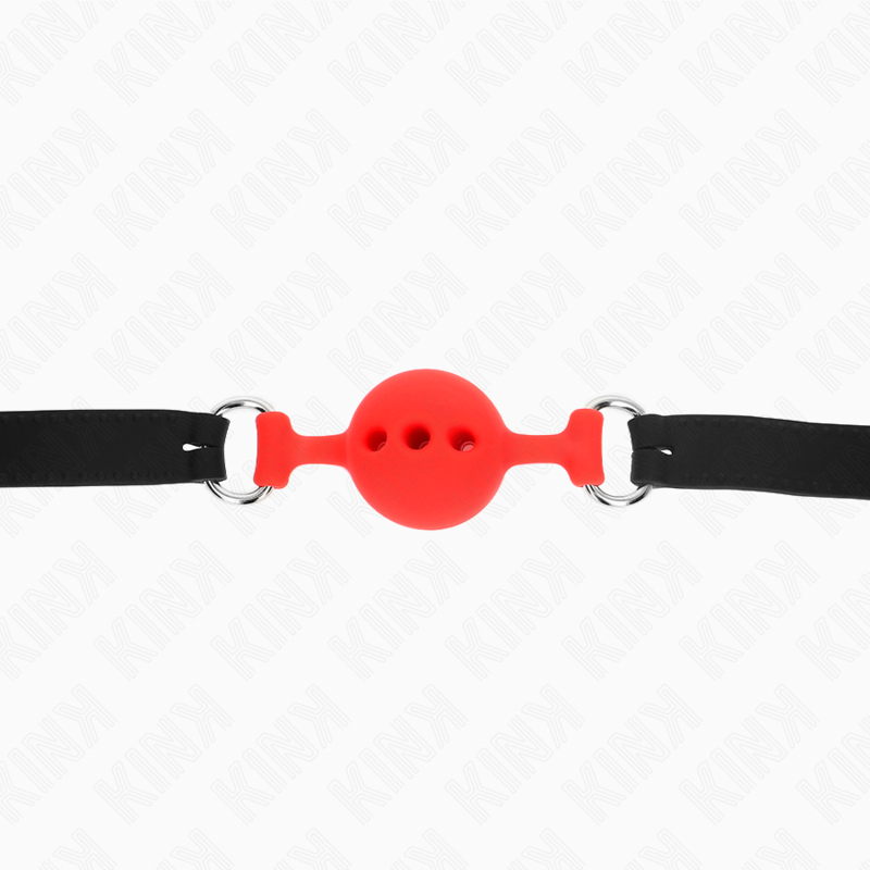 KINK - MORDAÇA COMPLETA DE SILICONE 55 x 2 CM COM BOLA DE 4 CM TAMANHO S VERMELHO AJUSTÁVEL 35-51 CM - Imagem 5