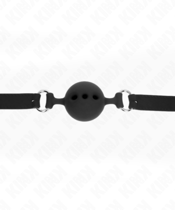 KINK - MORDAÇA COMPLETA DE SILICONE 55 x 2 CM COM BOLA DE 5 CM TAMANHO L PRETO AJUSTÁVEL 35-51 CM - Image 4