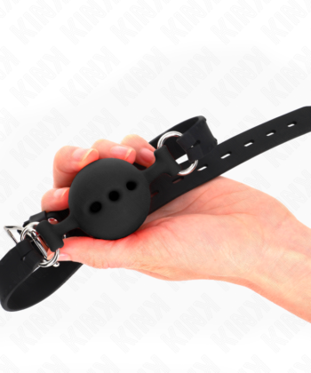 KINK - MORDAÇA COMPLETA DE SILICONE 55 x 2 CM COM BOLA DE 5 CM TAMANHO L PRETO AJUSTÁVEL 35-51 CM - Image 3