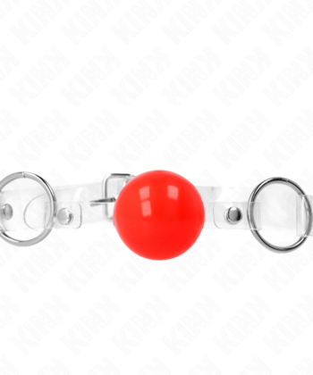 KINK - BOLA PVC TRANSPARENTE VERMELHA MORDAÇA 4 CM AJUSTÁVEL