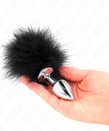 KINK - PLUG ANAL DE AÇO INOXIDÁVEL 11 x 7 CM COM PENA 11 CM