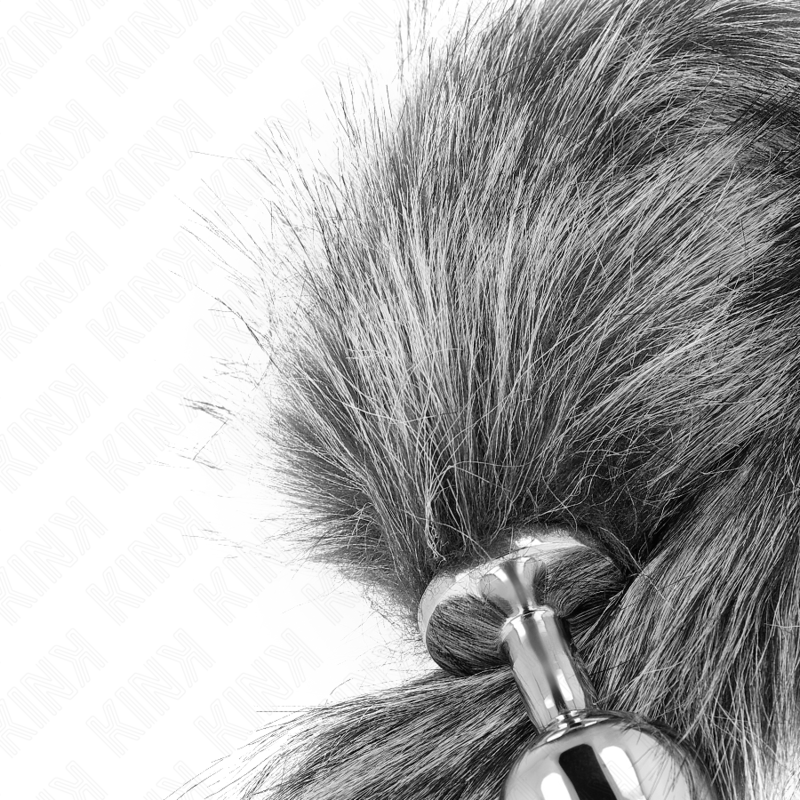 KINK - PLUG ANAL TAMANHO M 8 X 3,5 CM COM CAUDA SINTÉTICA 40 CM CINZA - Imagem 4