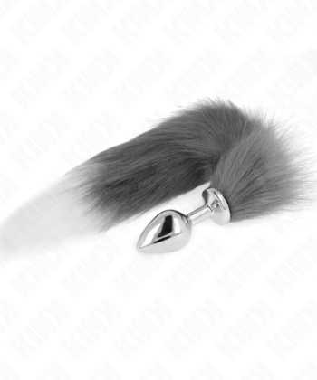 Alternative view of KINK - PLUG ANAL TAMANHO M 8 X 3,5 CM COM CAUDA SINTÉTICA 40 CM CINZENTO E BRANCO