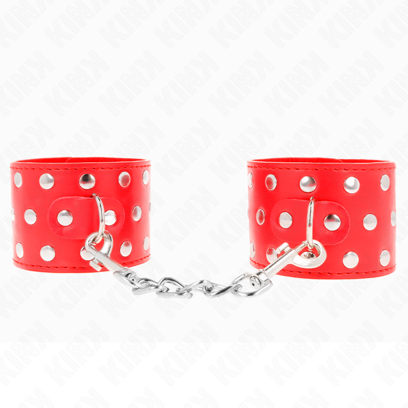 KINK - RETENÇÕES DE PULSO COM SNAP FASTEN COMPLETO DE REBITES VERMELHO AJUSTÁVEL 19-24 CM X 5,5 CM - Imagem 2