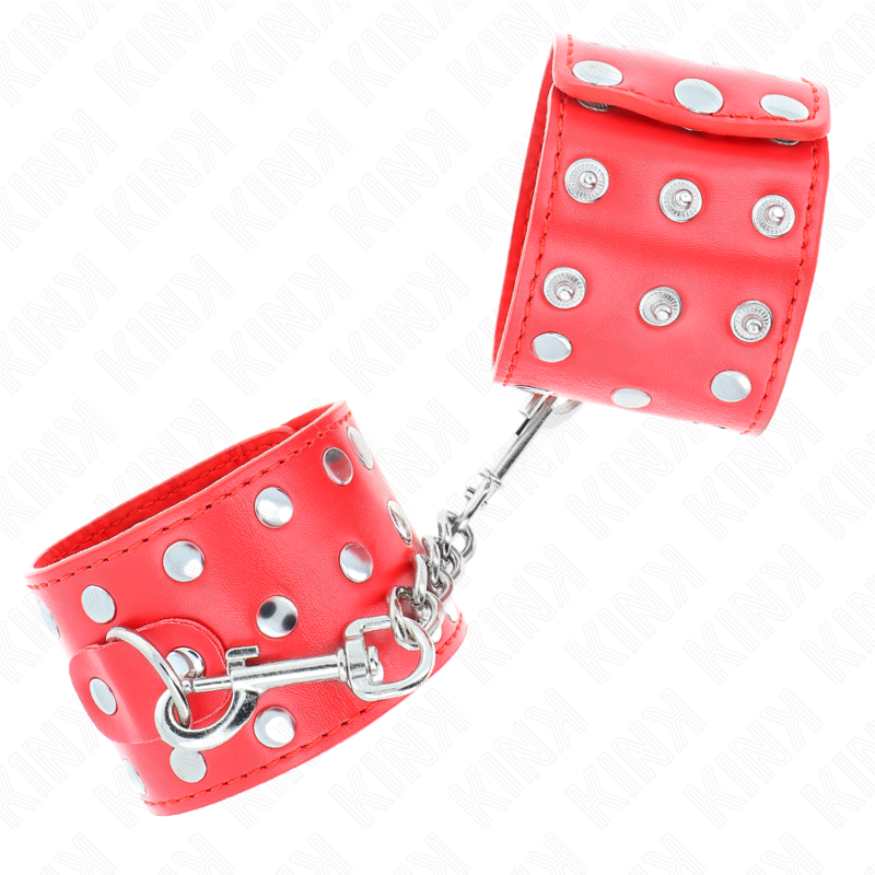 KINK - RETENÇÕES DE PULSO COM SNAP FASTEN COMPLETO DE REBITES VERMELHO AJUSTÁVEL 19-24 CM X 5,5 CM - Imagem 3