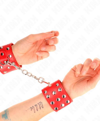 KINK - RETENÇÕES DE PULSO COM SNAP FASTEN COMPLETO DE REBITES VERMELHO AJUSTÁVEL 19-24 CM X 5,5 CM
