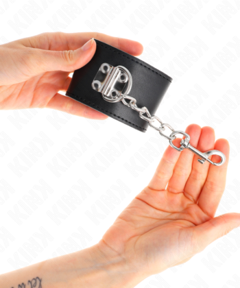 KINK - PULSO COM FECHO DE CADEADO PRETO AJUSTÁVEL 16-23 CM X 5,5 CM - Imagem 4