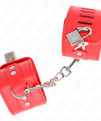 KINK - PUNHOS COM FECHO DE CADEADO VERMELHO AJUSTÁVEL 16-23 CM X 5,5 CM - Imagem 3