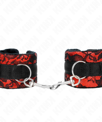 Visão alternativa de KINK - PUNHOS DE RENDA DE VELUDO CURTO E BIND DE NYLON VERMELHO / PRETO 23 X 6,5 CM