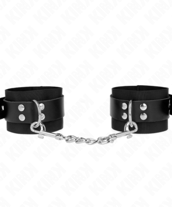 Visão alternativa de KINK - PUNHOS DE NYLON PRETO COM CINTO DE COURO PRETO AJUSTÁVEL 19-29 CM X 5,1 CM