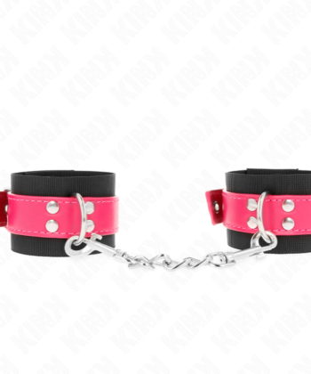 Visão alternativa de KINK - PUNHOS DE NYLON PRETO COM CINTO DE COURO RASPBERRY ROSE AJUSTÁVEL 19-29 CM X 5,1 CM