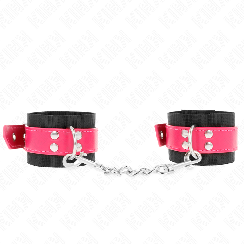 KINK - PUNHOS DE NYLON PRETO COM CINTO DE COURO RASPBERRY ROSE AJUSTÁVEL 19-29 CM X 5,1 CM - Image 2