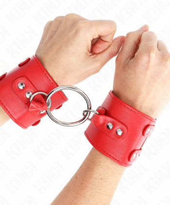 KINK - PULSO FIXO COM ANEL E PREGOS AJUSTÁVEIS VERMELHO 17-22 CM X 6,5 CM
