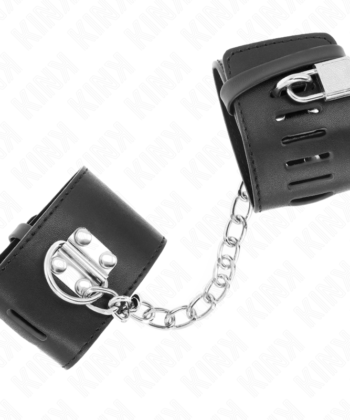KINK - PUNHOS FIXOS COM CORRENTE 30 CM E FECHAMENTO DE CADEADO PRETO AJUSTÁVEIS 16-23 CM X 5,5 CM - Image 3