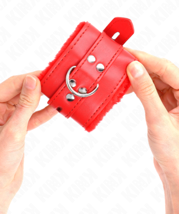 KINK - PULSO FORRO DE PELE COM FUROS QUADRADOS VERMELHO E CINTO VERMELHO AJUSTÁVEL 17-29 CM X 6 CM - Imagem 4