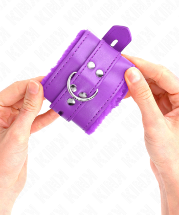 KINK - PULSO FORRO DE PELE COM FUROS QUADRADOS ROXO E CINTO ROXO AJUSTÁVEL 17-29 CM X 6 CM - Imagem 4