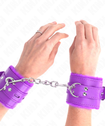 KINK - PULSO FORRO DE PELE COM FUROS QUADRADOS ROXO E CINTO ROXO AJUSTÁVEL 17-29 CM X 6 CM