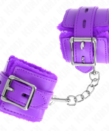 KINK - PULSO FORRO DE PELE COM FUROS QUADRADOS ROXO E CINTO ROXO AJUSTÁVEL 17-29 CM X 6 CM - Imagem 3