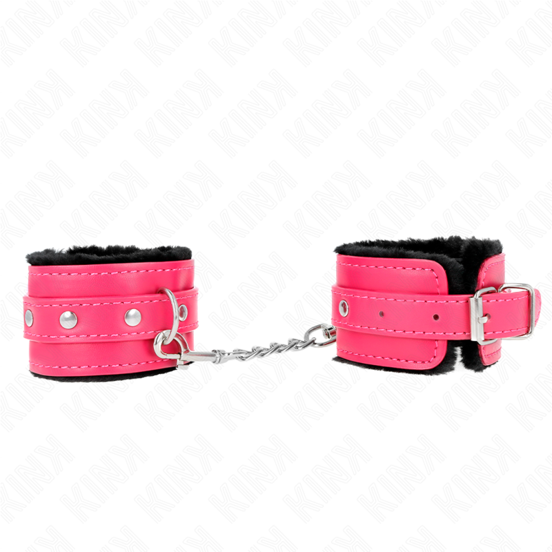 KINK - PULSO PREMIUM FORRO DE PELE PRETO COM CINTO RASPBERRY ROSE AJUSTÁVEL 17-29 CM X 6 CM - Imagem 2