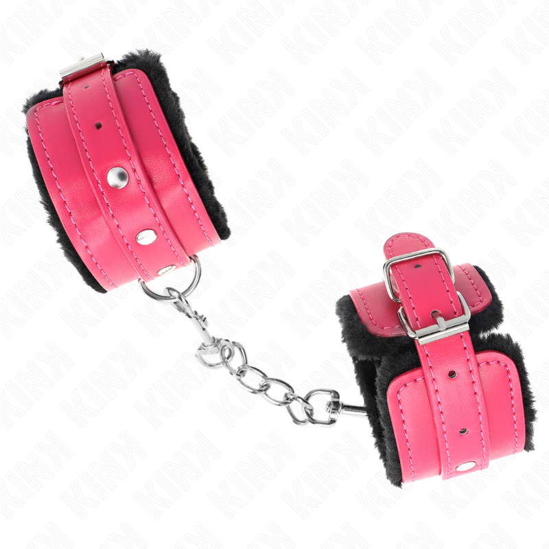 KINK - PULSO PREMIUM FORRO DE PELE PRETO COM CINTO RASPBERRY ROSE AJUSTÁVEL 17-29 CM X 6 CM - Imagem 3