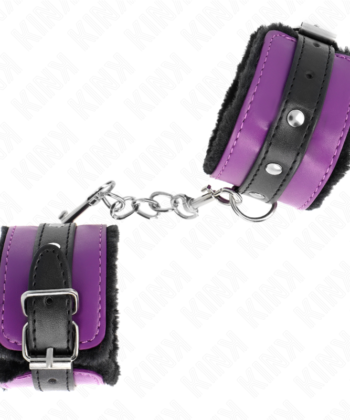KINK - PULSO PREMIUM FORRO DE PELE PRETO COM CINTO ROXO / PRETO AJUSTÁVEL 17-29 CM X 6 CM - Imagem 3