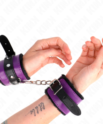 KINK - PULSO PREMIUM FORRO DE PELE PRETO COM CINTO ROXO / PRETO AJUSTÁVEL 17-29 CM X 6 CM