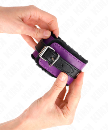 KINK - PULSO PREMIUM FORRO DE PELE PRETO COM CINTO ROXO / PRETO AJUSTÁVEL 17-29 CM X 6 CM - Imagem 4