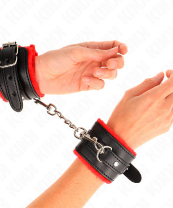 KINK - PULSO PREMIUM FORRO DE PELE VERMELHO COM CINTO PRETO AJUSTÁVEL 17-29 CM X 6 CM
