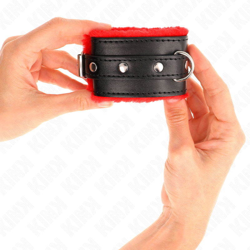 KINK - PULSO PREMIUM FORRO DE PELE VERMELHO COM CINTO PRETO AJUSTÁVEL 17-29 CM X 6 CM - Imagem 4