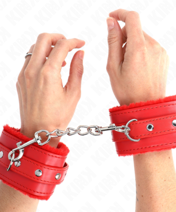 KINK - PULSO PREMIUM FORRO DE PELE VERMELHO COM CINTO VERMELHO AJUSTÁVEL 17-29 CM X 6 CM