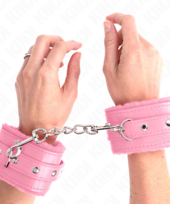 KINK - PULSO PREMIUM FORRO DE PELE ROSA COM CINTO ROSA AJUSTÁVEL 17-29 CM X 6 CM