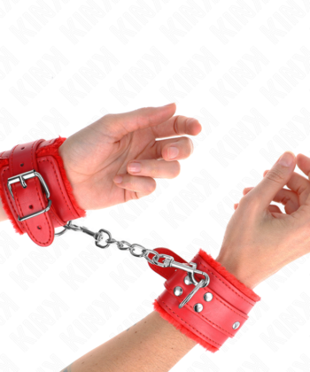 KINK - PULSO FORRO DE PELE VERMELHO COM CINTO VERMELHO AJUSTÁVEL 17-29 CM X 6 CM