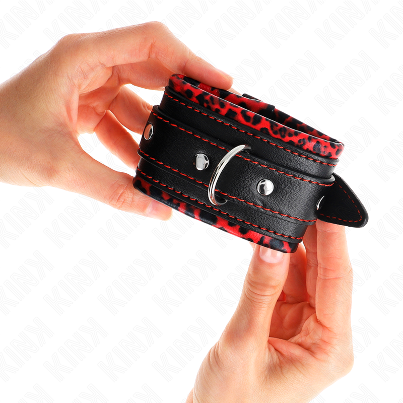 KINK - PULSO FORRO DE PELE VERMELHO / PRETO AJUSTÁVEL 17-29 CM X 6 CM - Imagem 4