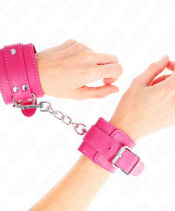 KINK - PUNHOS RASPBERRY ROSE COM FORRO RASPBERRY ROSE AJUSTÁVEL 20-28 CM X 5,5 CM