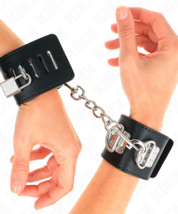 KINK - PUNHOS MULTIPOSIÇÕES COM FECHO DE CADEADO PRETO AJUSTÁVEIS 16-23 CM X 5,5 CM