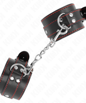 KINK - PUNHOS PRETOS COM FORRO VERMELHO AJUSTÁVEIS 20-28 CM X 5,5 CM - Imagem 3
